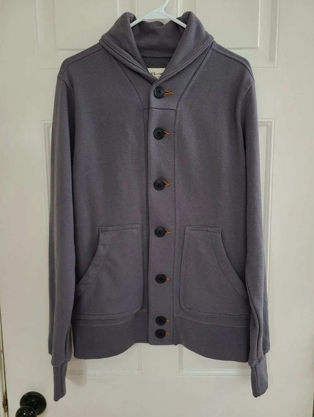 Wies Made Men's Bodega Shawl Cardigan French Terry Pebble Gray Size S EUC!